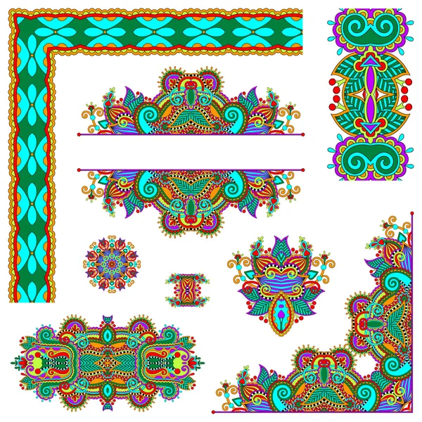 Set of paisley floral design elements for page decoration — Stock Vector