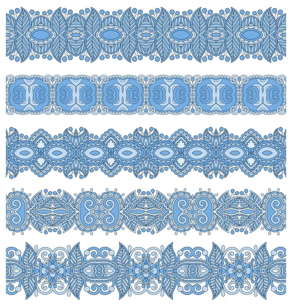 Blauwe kleur naadloze etnische floral paisley stripe patroon — Stockvector
