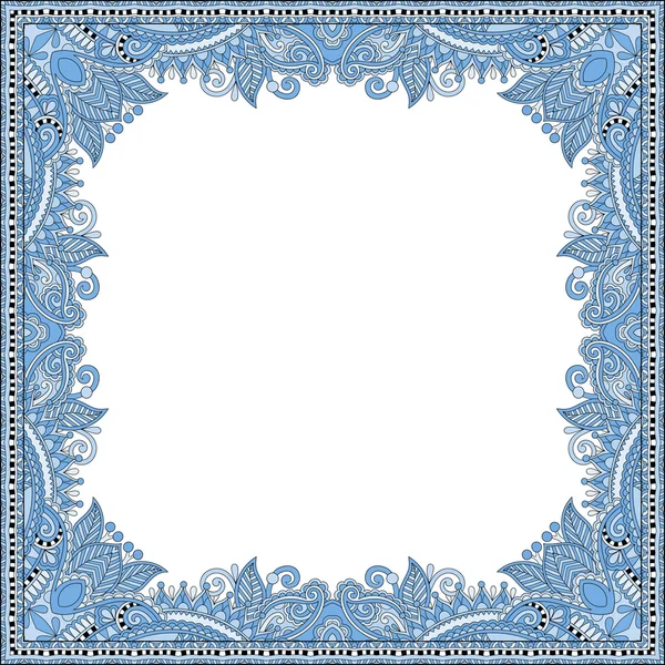 Azul cor floral vintage frame, estilo étnico ucraniano — Vetor de Stock