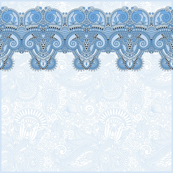Fondo ornamental con cinta de flores de color azul — Vector de stock