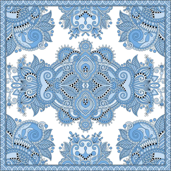 Bandana paisley floral de couleur bleue. Ornement carré — Image vectorielle