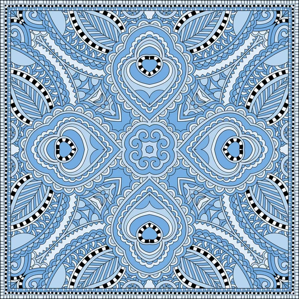 Seide blaue Farbe Einstecktuch quadratisch Muster Design — Stockvektor