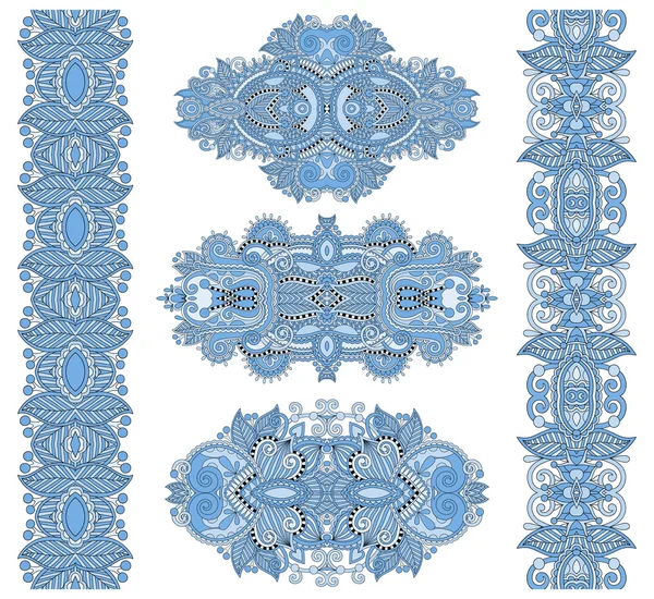 Adorno floral ornamental de color azul — Vector de stock