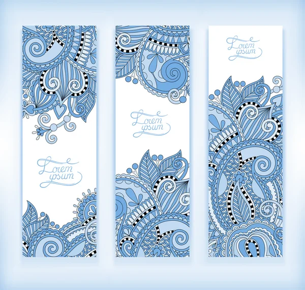 Conjunto de banner de plantilla de flor decorativa de color azul — Vector de stock