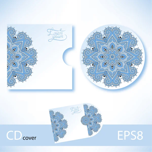 Modello di copertina CD con colore blu stile etnico ucraino — Vettoriale Stock