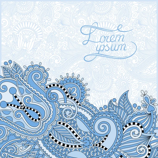 Blaue Farbe Paisley-Design auf dekorativem floralen Hintergrund — Stockvektor