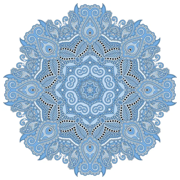 Мандала, синий цвет круга декоративный духовный индийский символ — стоковый вектор