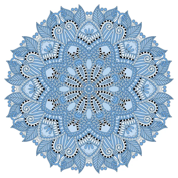 Mandala, blauwe kleur cirkel decoratieve spirituele Indiase symbool — Stockvector