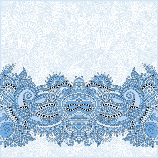 Projeto paisley cor azul no fundo floral decorativo — Vetor de Stock