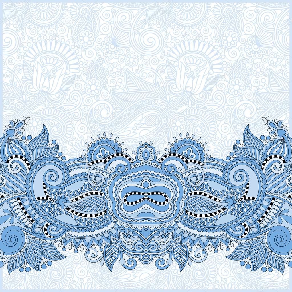 Blue colour paisley design on decorative floral background — Stock ...