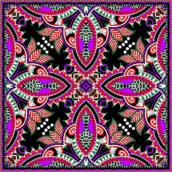 Zijde hals sjaal of bandana vierkante patroon ontwerp — Stockvector