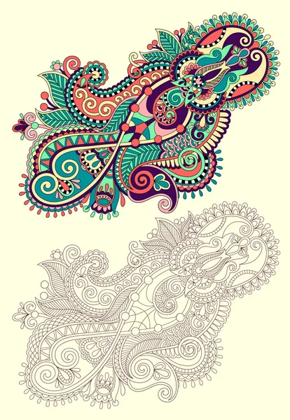 Original mano dibujar línea arte ornato flor diseño — Vector de stock