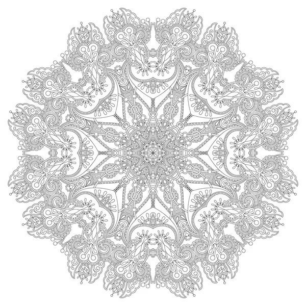 Adorno de encaje circular, patrón de tapete geométrico ornamental redondo — Archivo Imágenes Vectoriales