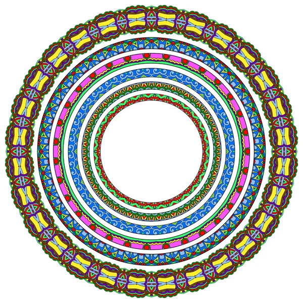 Set aus runden geometrischen Rahmen, Ornament an der Kreisgrenze — Stockvektor