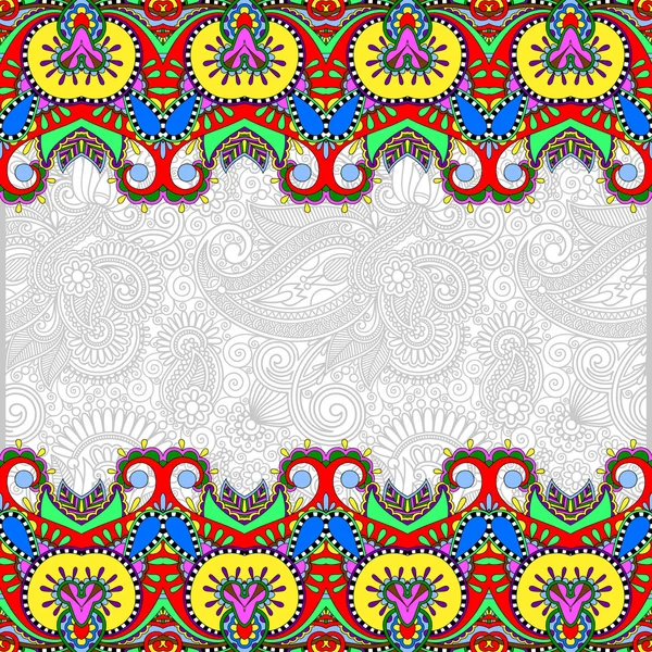 Орнамент этнической полосы на цветочном фоне — стоковый вектор