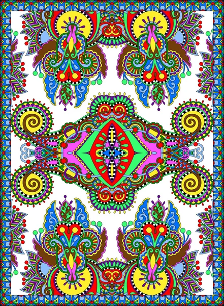 Ukrainian floral carpet design for print on canvas — Stock Vector