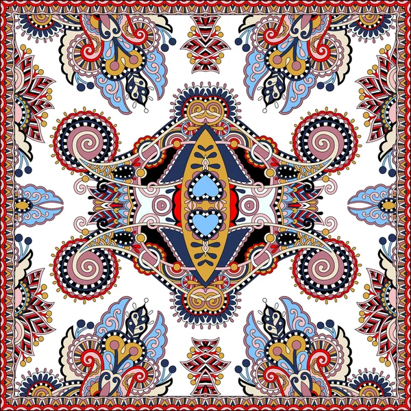 Traditionelle Zierblumen Paisley Bandanna. Quadratisches Ornament — Stockvektor