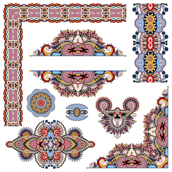 Ensemble d'éléments de design floral paisley pour la décoration de page — Image vectorielle