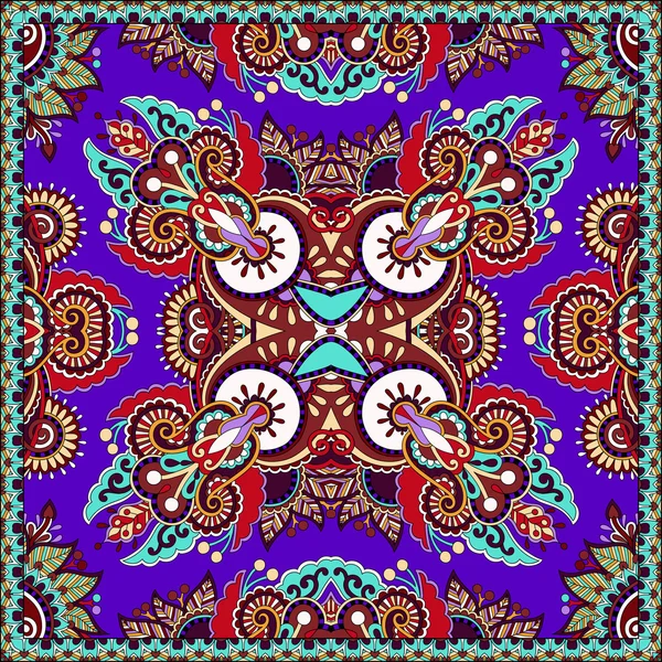 Traditional ornamental floral paisley violet colour bandanna — Stock Vector