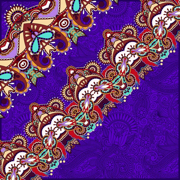 Fondo de color violeta ornamental con cinta de flores — Archivo Imágenes Vectoriales