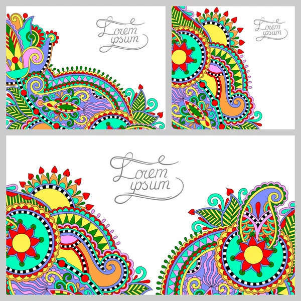 Conjunto de fundo decorativo floral, modelo de design de quadro — Vetor de Stock