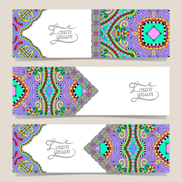 Set van drie horizontale banners met decoratieve versiering — Stockvector