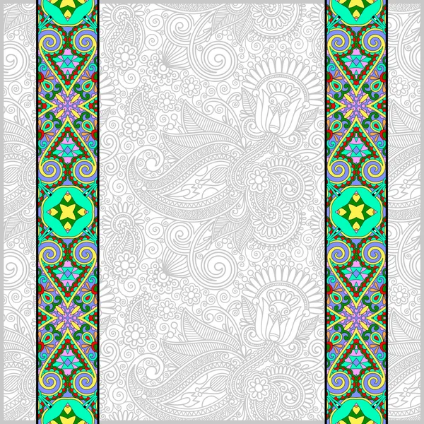 Franja de borde de encaje en fondo floral ornamentado — Vector de stock