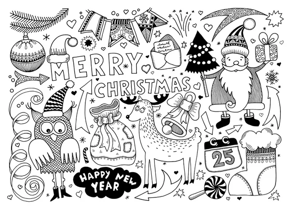圣诞快乐和新年快乐设置 — 图库矢量图片
