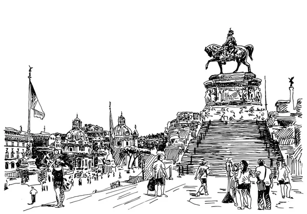 Esquisse dessin à la main de Rome Italie célèbre paysage urbain — Image vectorielle