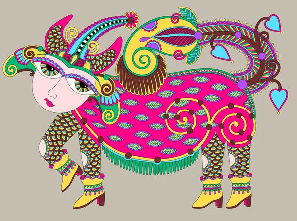 Arte tribal ucraniano en estilo karakoko, animal étnico — Archivo Imágenes Vectoriales