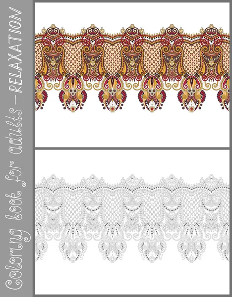 Målarbok bok för vuxna - blomma paisley design — Stock vektor