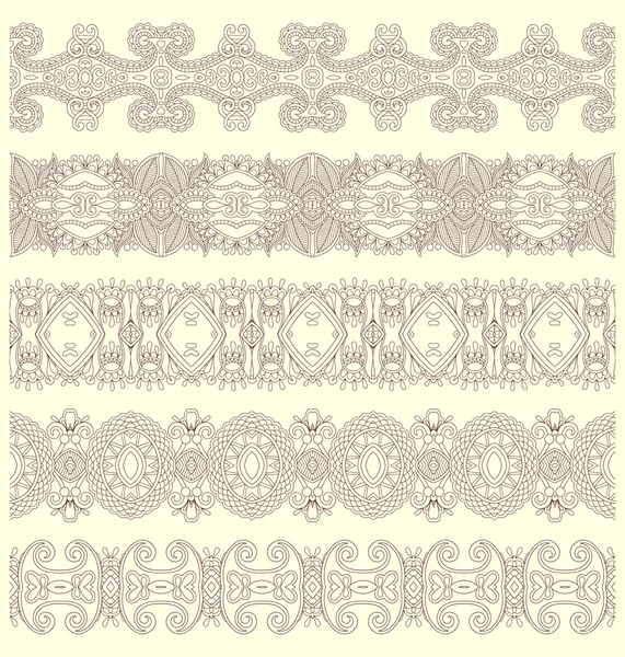 Collectie van naadloze decoratieve bloemen strepen — Stockvector