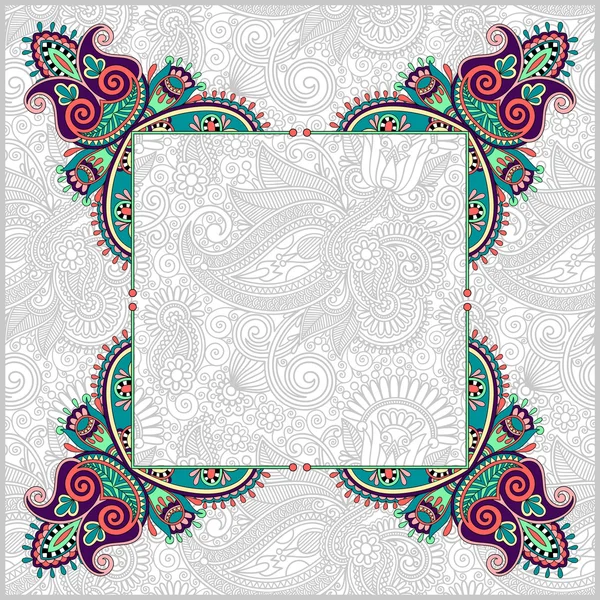 Floral frame, ethnic ukrainian ornament on paisley background — Stock Vector