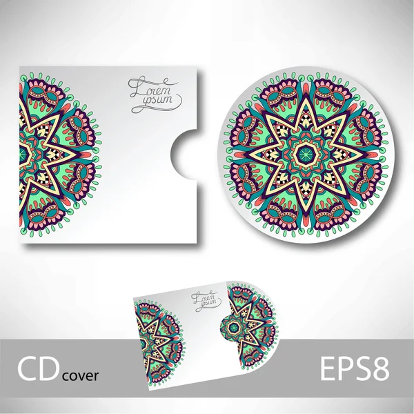 Șablon de design de copertă CD cu ornament etnic ucrainean fo — Vector de stoc