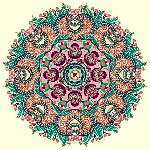 美丽复古圆形图案的蔓藤花纹，花轮 — 图库矢量图片