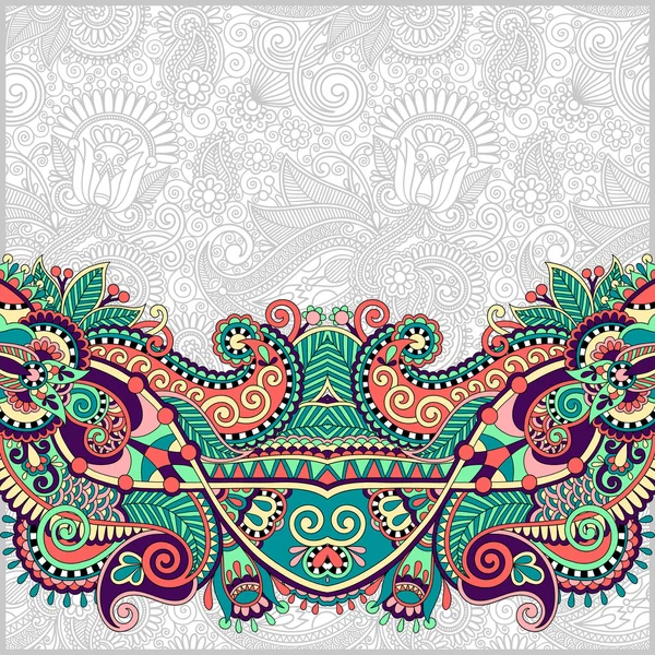 Paisley design sur fond floral décoratif pour invitation — Image vectorielle