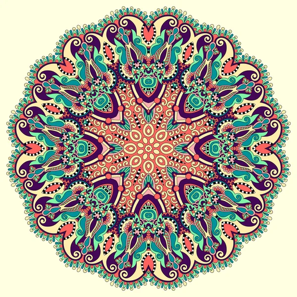 Mandala, cercle décoratif spirituel indien symbole de flux de lotus — Image vectorielle