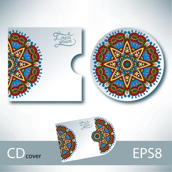 CD kapak tasarımı şablonu ile Ukrayna etnik stil süsleme — Stok Vektör