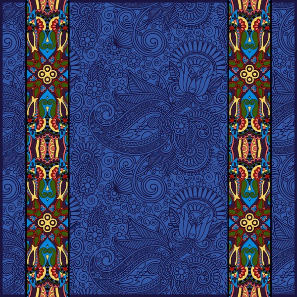 Franja de borde de encaje en fondo floral ornamentado — Archivo Imágenes Vectoriales