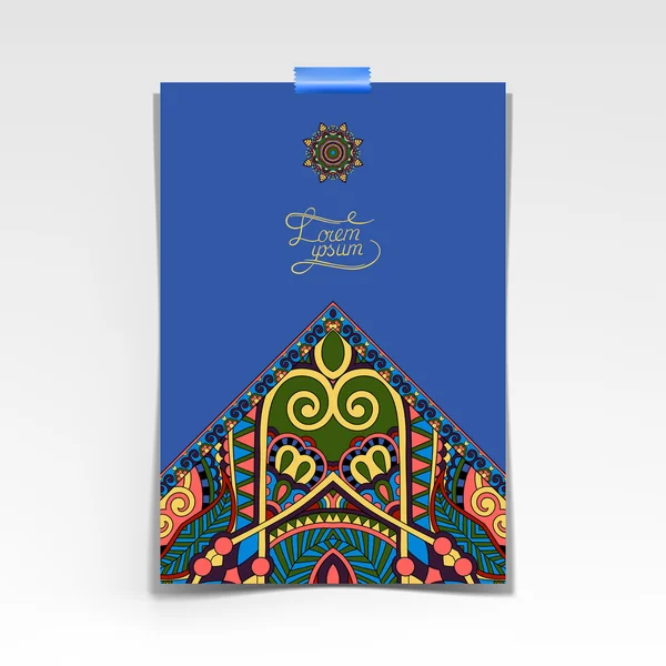 Dekoratives Blatt Papier mit orientalischem Blumenmuster — Stockvektor