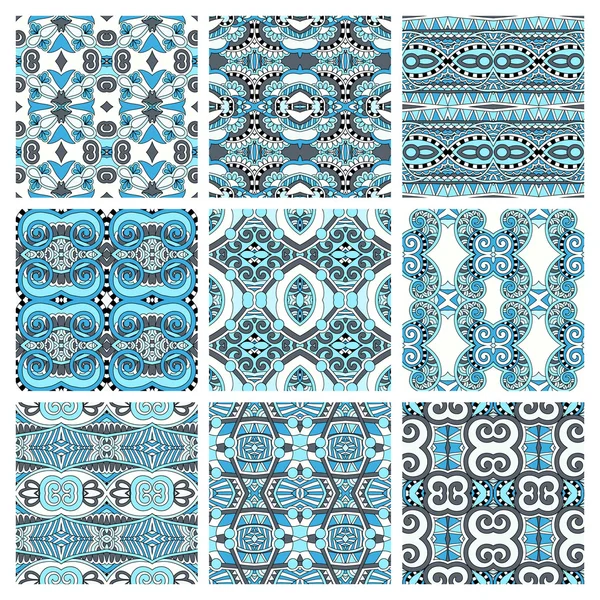 Different seamless colored vintage geometric pattern — Stock Vector