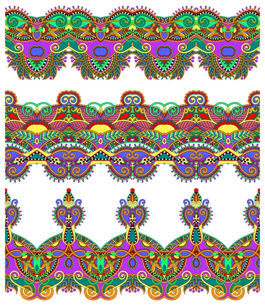Patrón de franja paisley floral étnica sin costuras — Archivo Imágenes Vectoriales