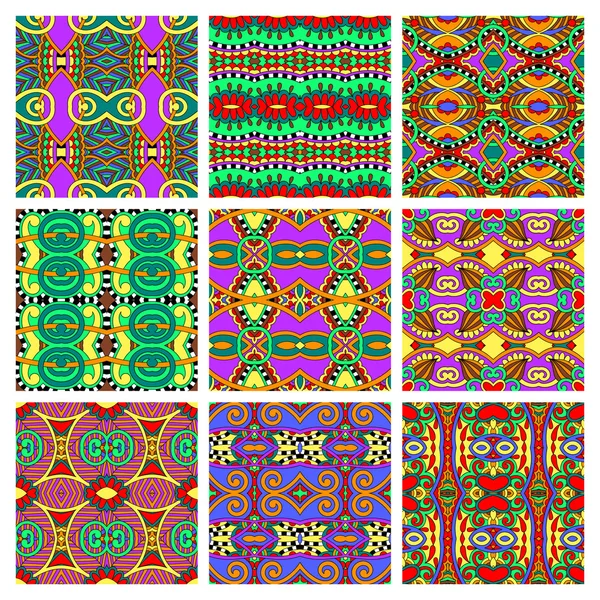 Различные бесшовные цветные винтажные геометрический узор — стоковый вектор