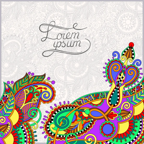 Paisley design on decorative floral background for invitation — Stock Vector