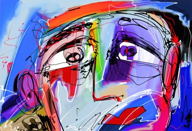 abstract digital painting of human face clipart