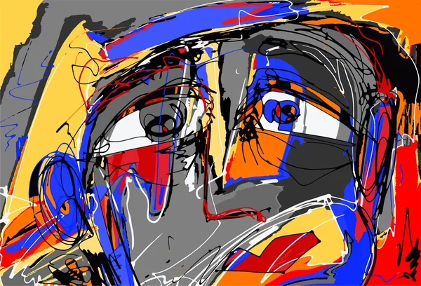 Pintura digital abstracta de la cara humana — Archivo Imágenes Vectoriales