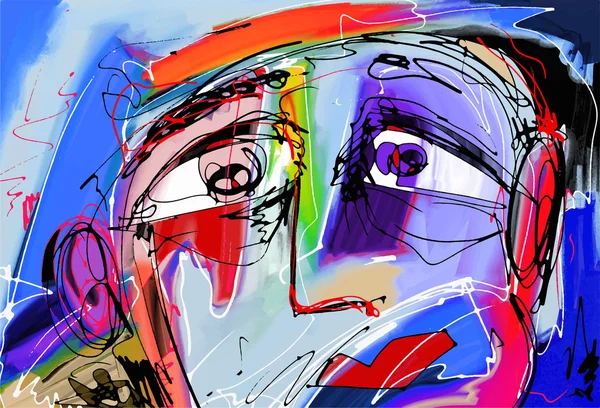 Pintura digital abstracta de la cara humana — Vector de stock