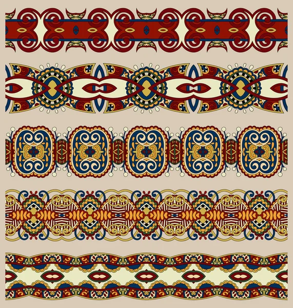 Motif de rayures paisley floral ethnique sans couture — Image vectorielle