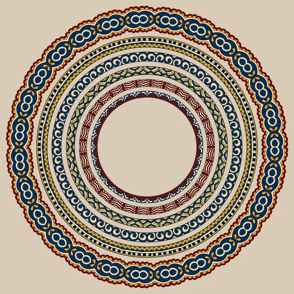 Conjunto de marcos geométricos redondos, adorno de borde de círculo — Archivo Imágenes Vectoriales