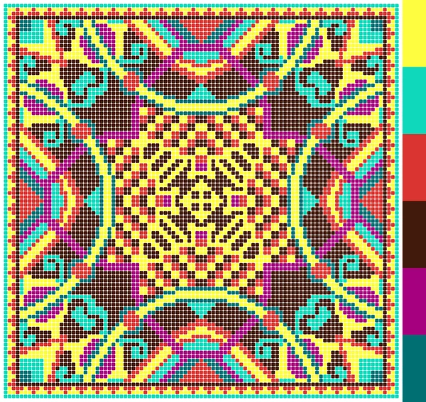 Geometriska kvadratiska mönster för cross stitch ukrainska traditionella — Stock vektor